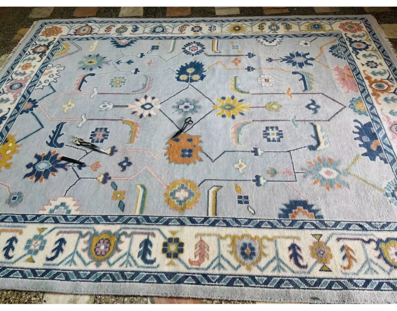 Hand Knotted Oushak Rug for Living Room, Dining Room, Office, Bedroom, Hand Knotted Wool Rug