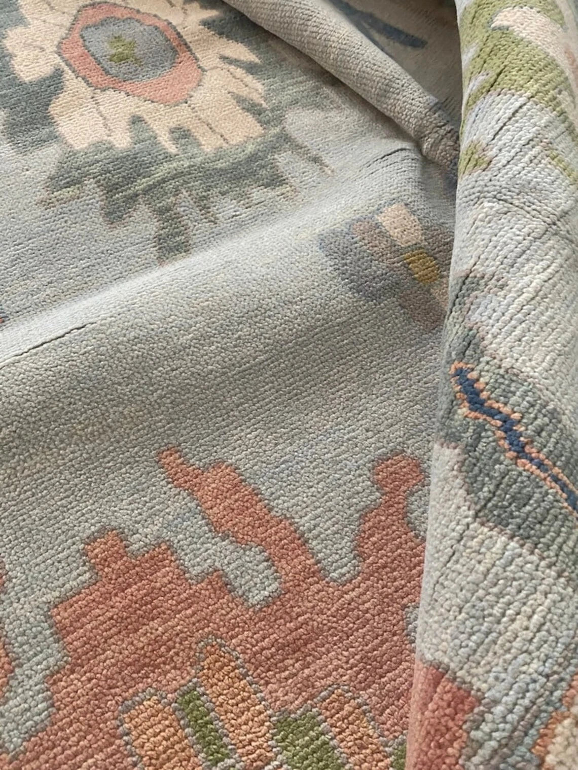 Hand Knotted Oushak Rug for Living Room, Dining Room, Office, Bedroom, Hand Knotted Wool Rug