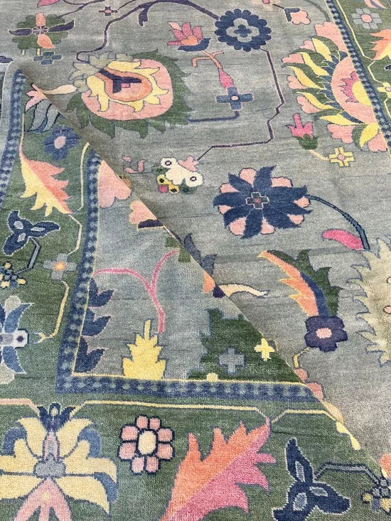 Hand Knotted Oushak Rug for Living Room, Dining Room, Office, Bedroom, Hand Knotted Wool Rug