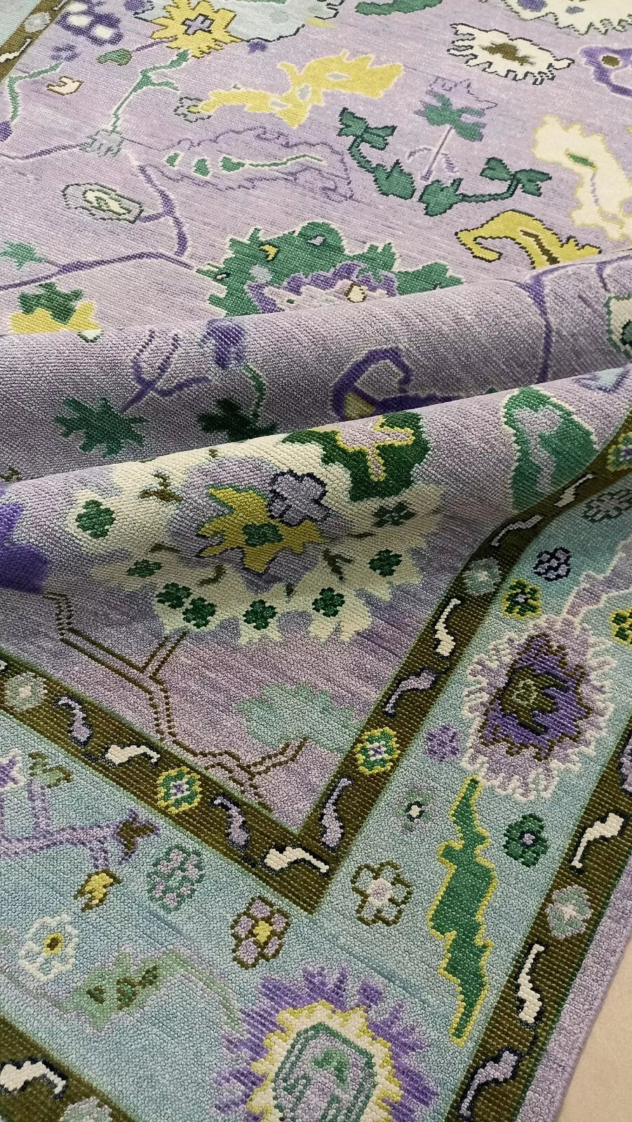 Hand Knotted Oushak Rug for Living Room, Dining Room, Office, Bedroom, Hand Knotted Wool Rug