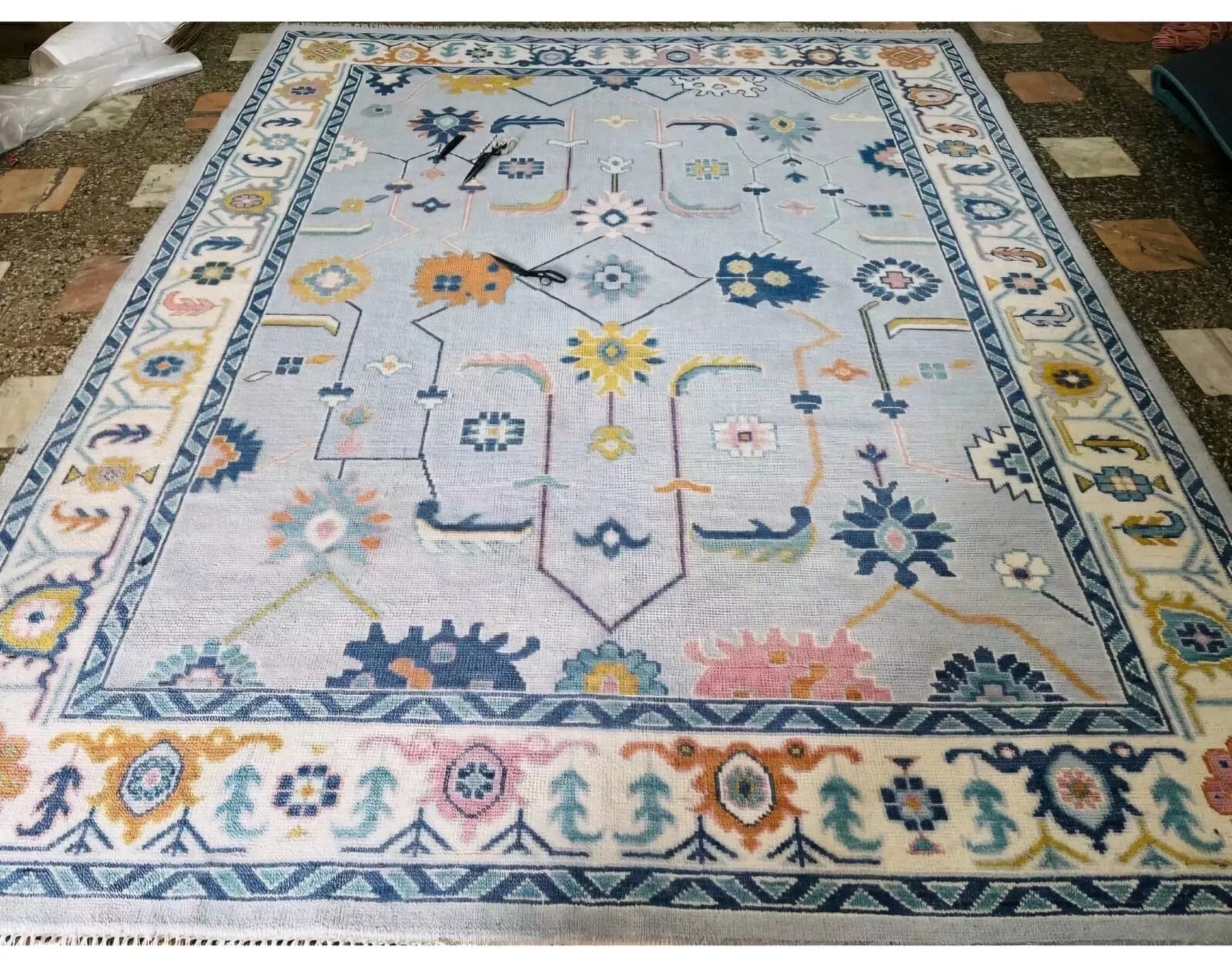 Hand Knotted Oushak Rug for Living Room, Dining Room, Office, Bedroom, Hand Knotted Wool Rug