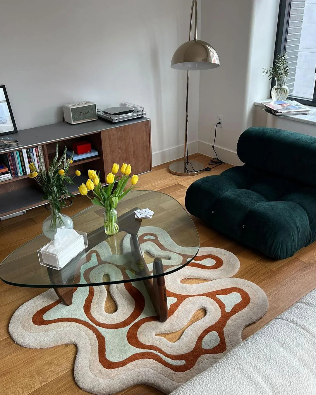 Irregular Shaped Handmade Wool Rug | Modern Colourful Stripe Premium Area Rug Perfect for Home Decor